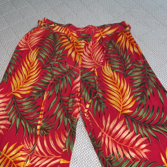C est 1946 orange tropical print casual wide leg pants, size large - Picture 3 of 6